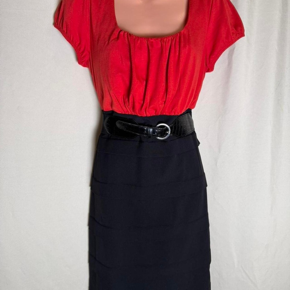 Vintage 2010s Maurice's Red & Black Colorblock Belted Dress NWT Size 9/10